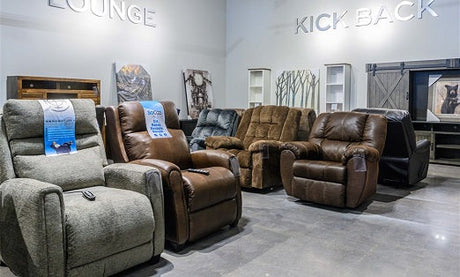 The recliner section in a Slumberland store