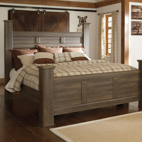 King bed with mattress and bedding