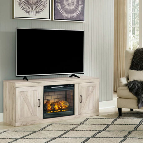 Wood TV stand with four drawers and two shelves