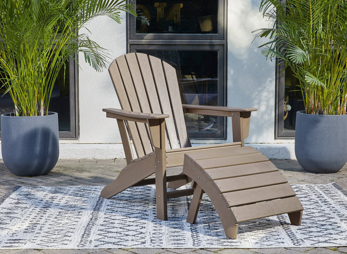 A room setting featuring Sundown Driftwood Adirondack Chair
