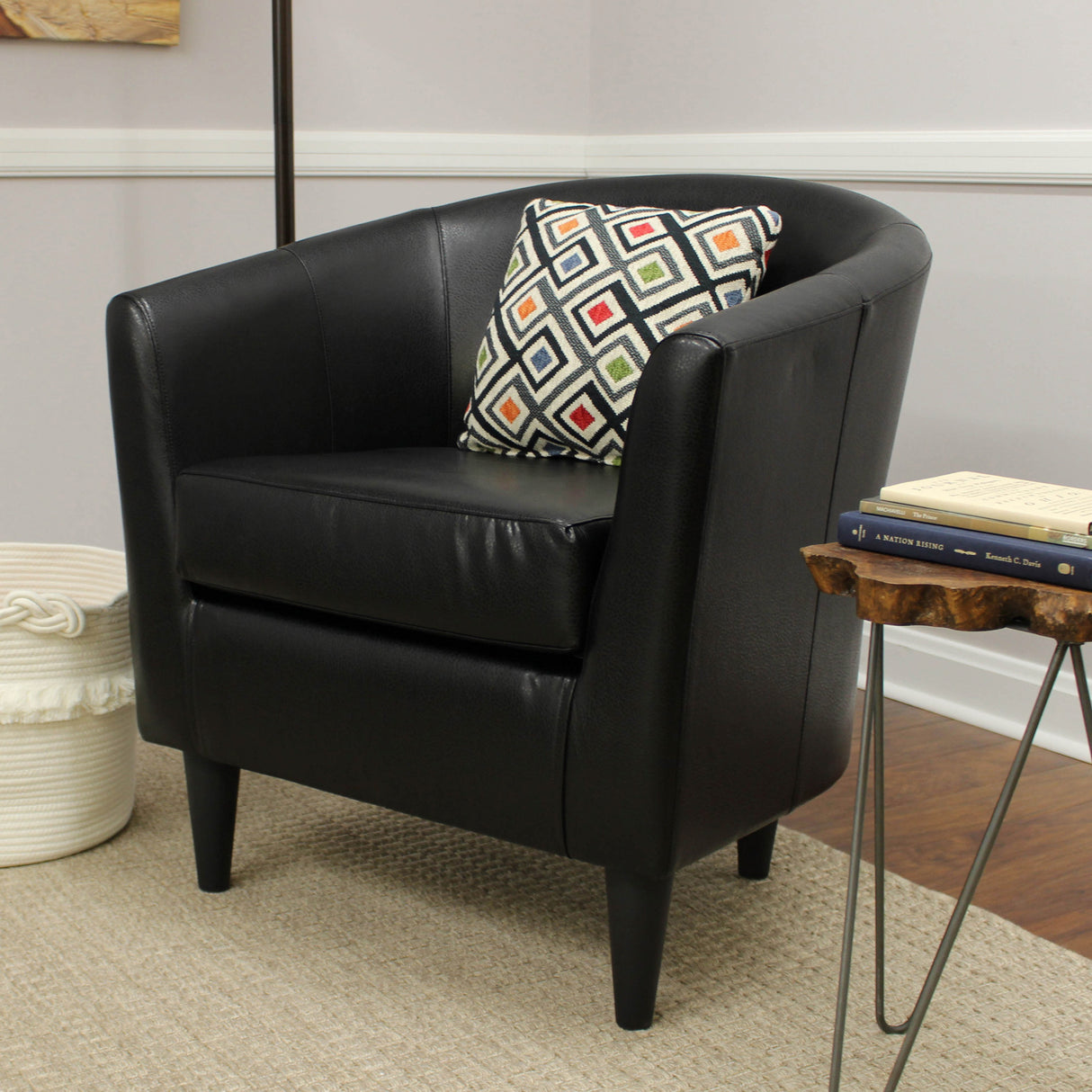 A room setting featuring Windsor Black Accent Chair