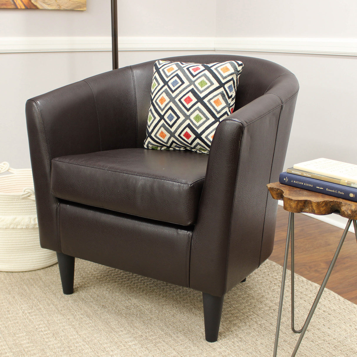 A room setting featuring Windsor Brown Accent Chair