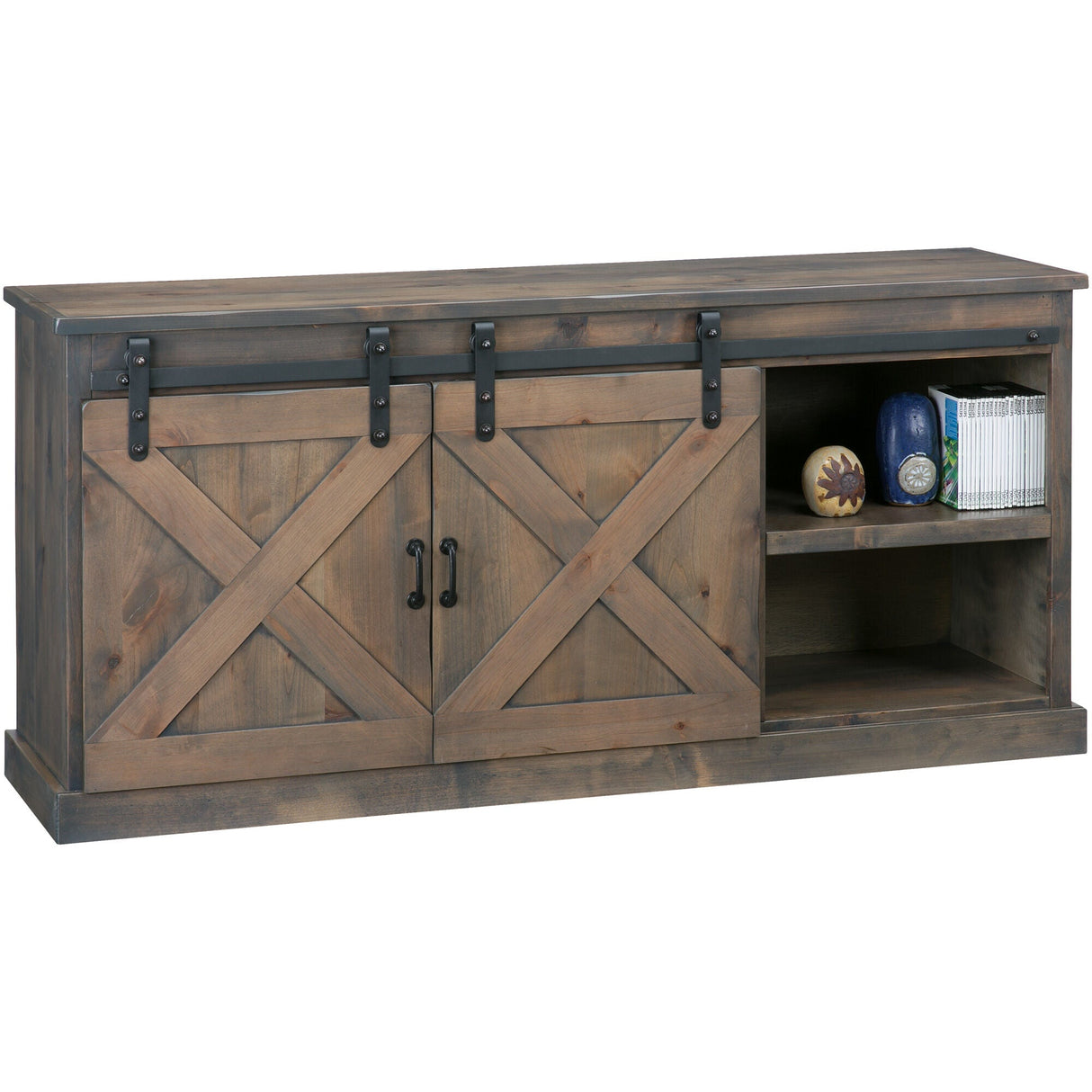 Front right view of Farmhouse Barn wood Console