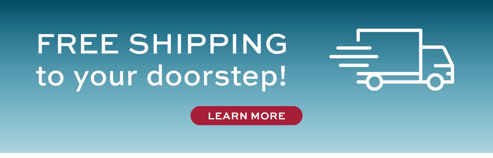 Promotional banner with text 'FREE SHIPPING to your doorstep!' and a call-to-action button 'LEARN MORE'.