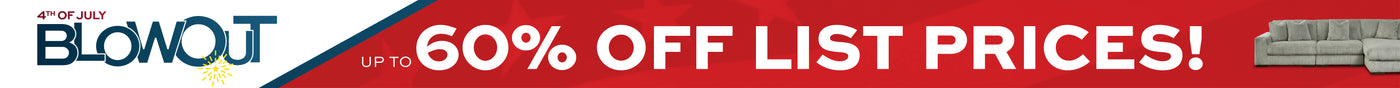 Promotional banner with 'Blowout' sale text and discount information on a white background