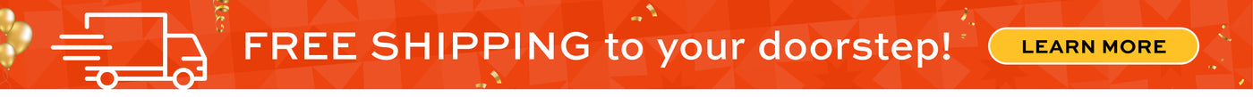 Promotional banner with text 'FREE SHIPPING to your doorstep!' and a call-to-action button.