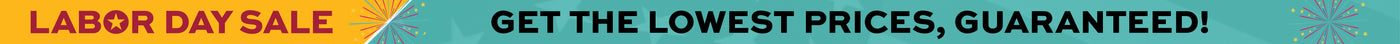 Promotional text for Labor Day sale with a guarantee of lowest prices.
