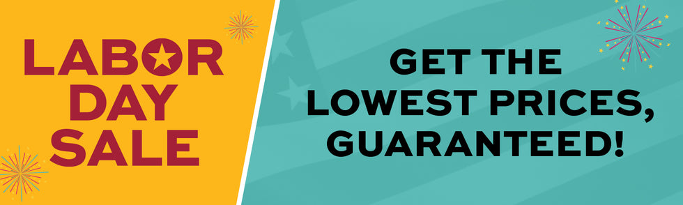 Labor Day sale banner with text on a colorful background