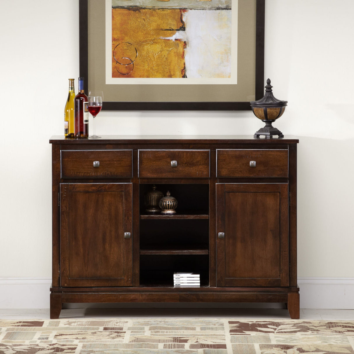 A room setting featuring Kona Raisin Buffet