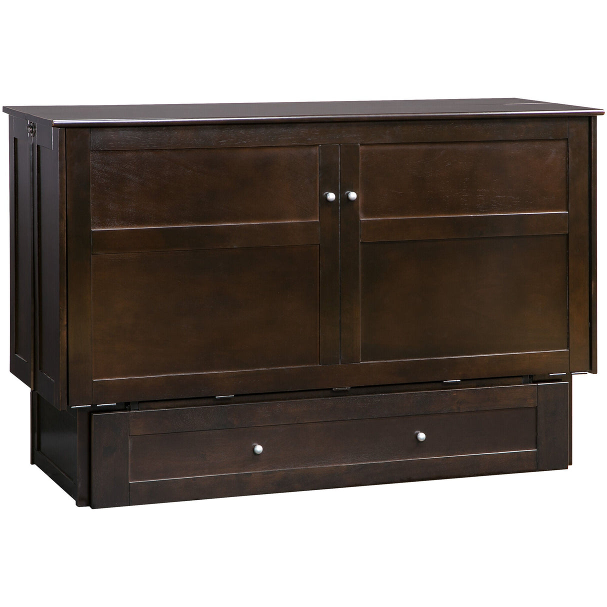 Front right view of Clover Chocolate Murphy Cabinet Bed