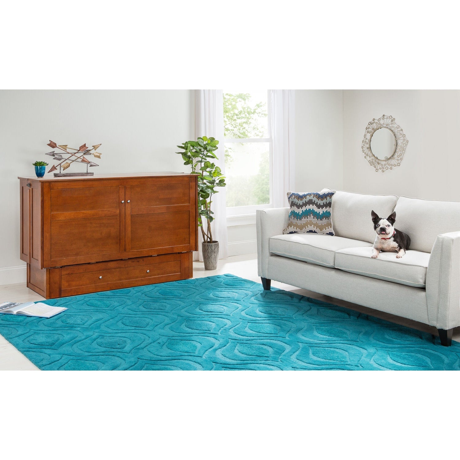 A room setting featuring Clover Cherry Murphy Cabinet Bed