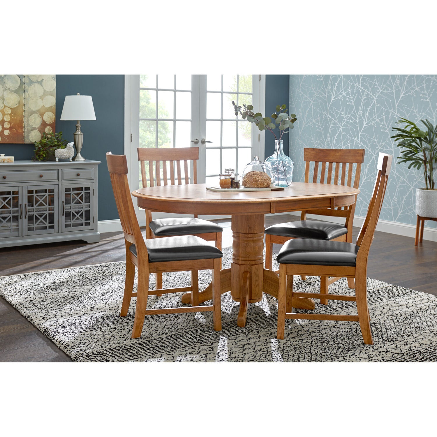 Jefferson 5 Piece Slat Back Pedestal Dining Set - PINT132_INTC_LF1_RM