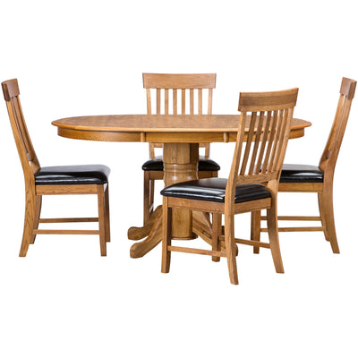 Jefferson 5 Piece Slat Back Pedestal Dining Set