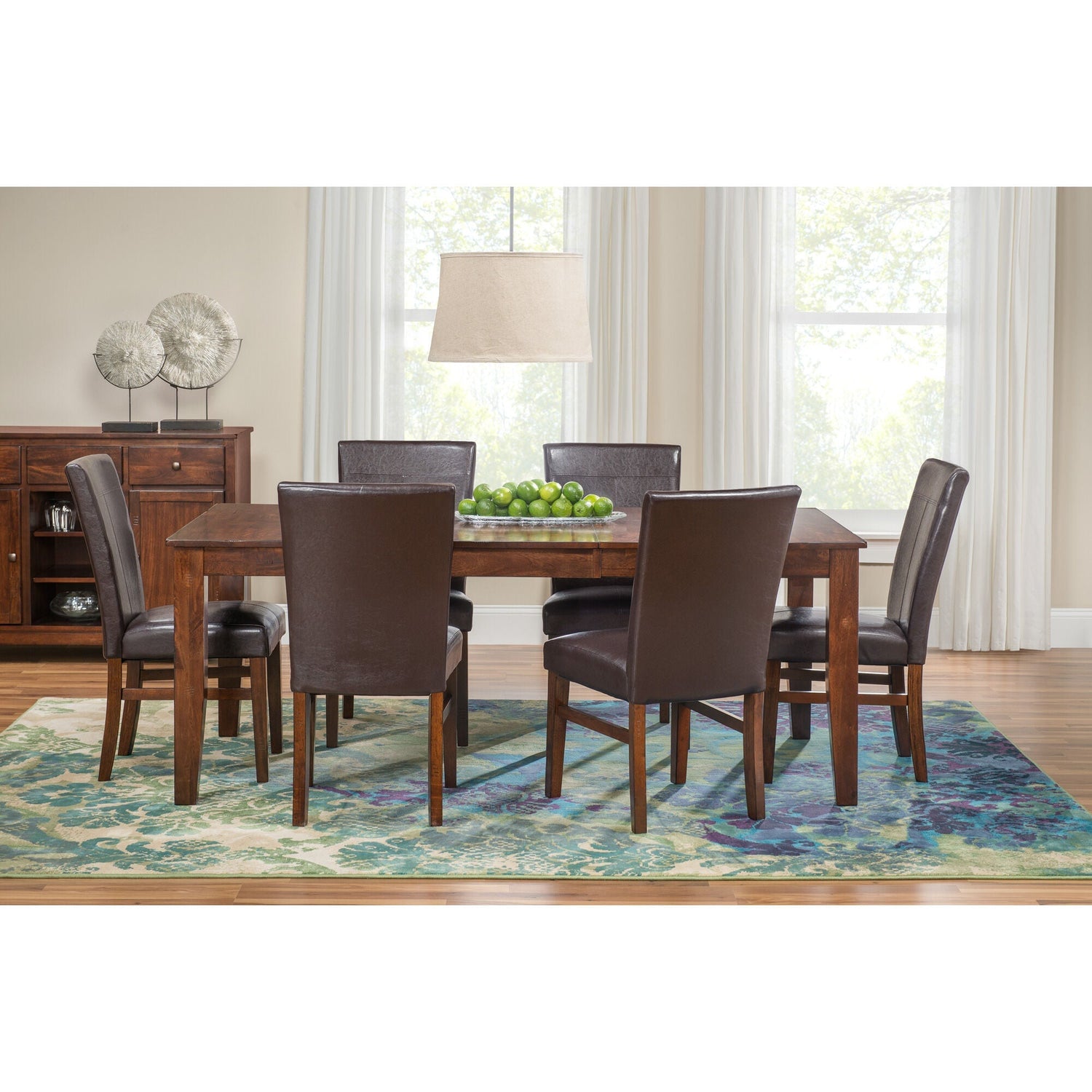 A room setting featuring Kona Raisin 5 Piece Parsons Dining Set