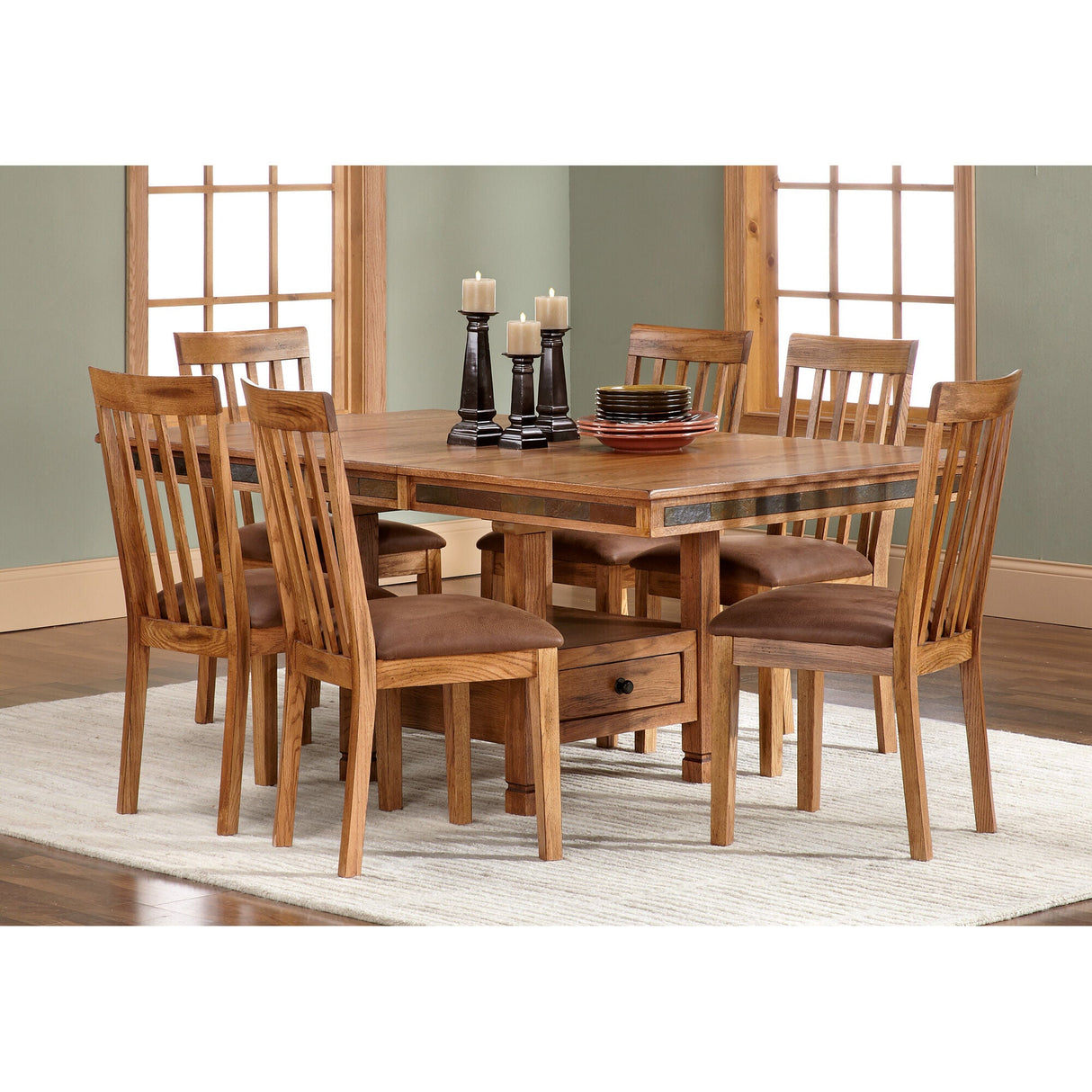 Room setting 2 featuring Sedona Rustic Oak 5 Piece Dining Set