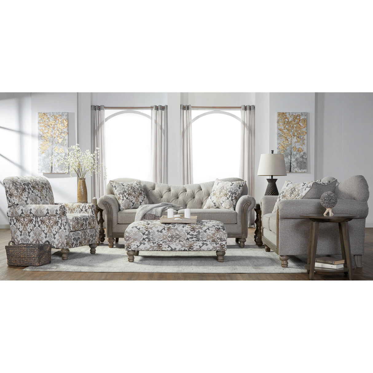 A room setting featuring Farlow Oyster Sofa