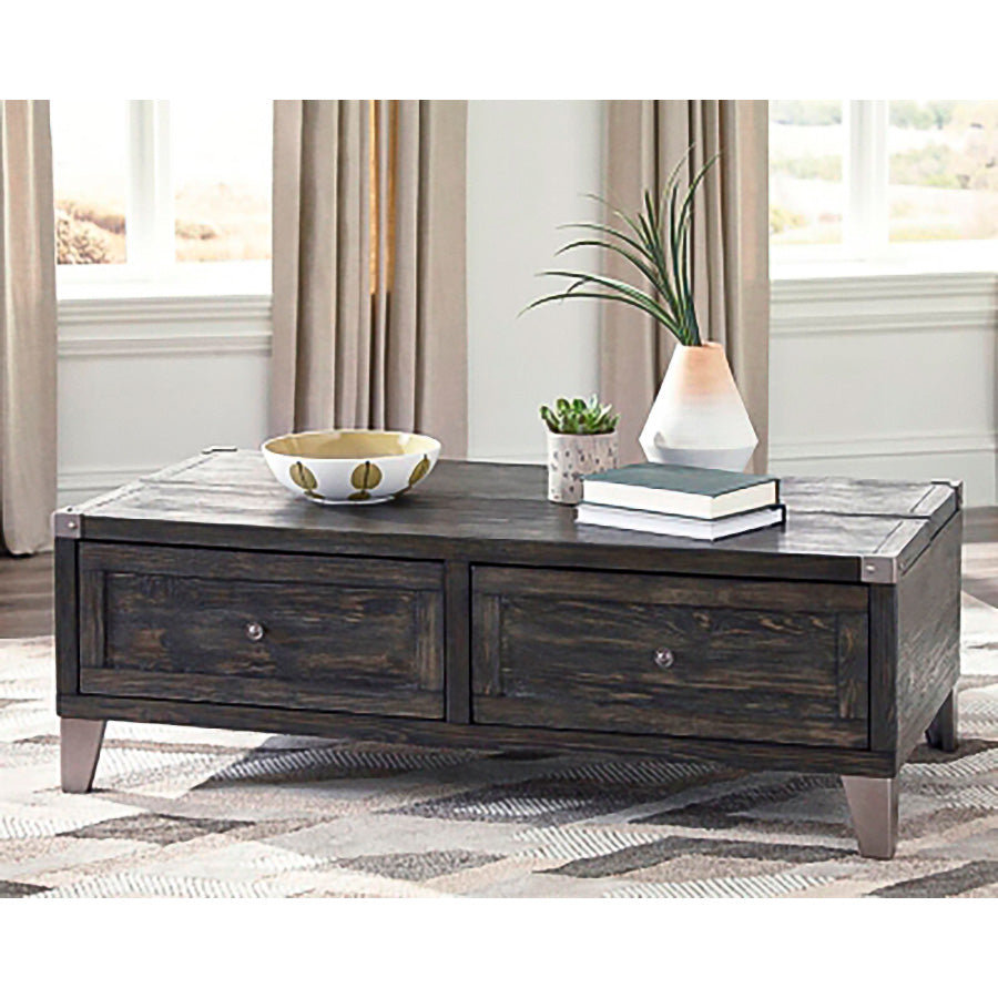A room setting featuring Todoe Gray Lift Top Coffee Table
