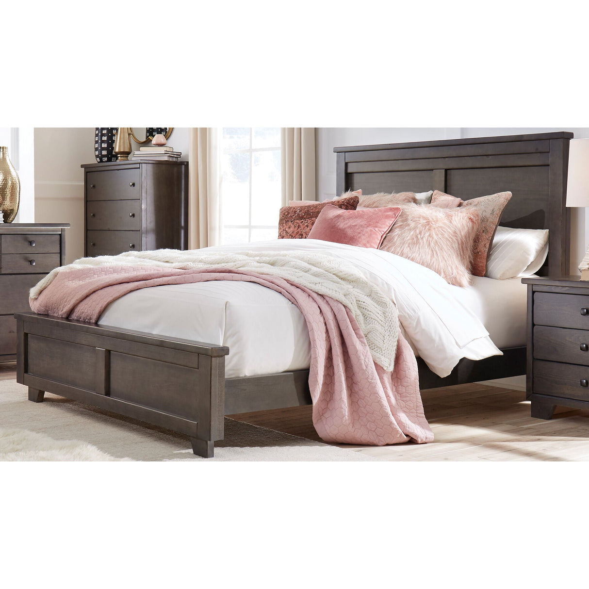 A room setting featuring Diego Dark Gray King Bed