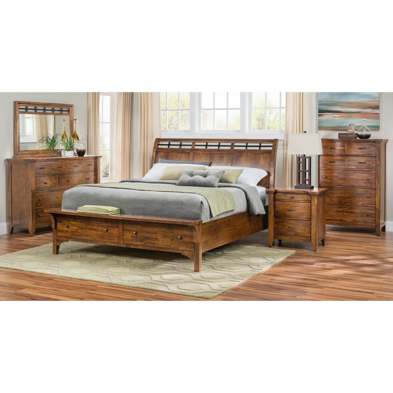 A room setting featuring Whistler Retreat Dark Walnut California King Storage Bed