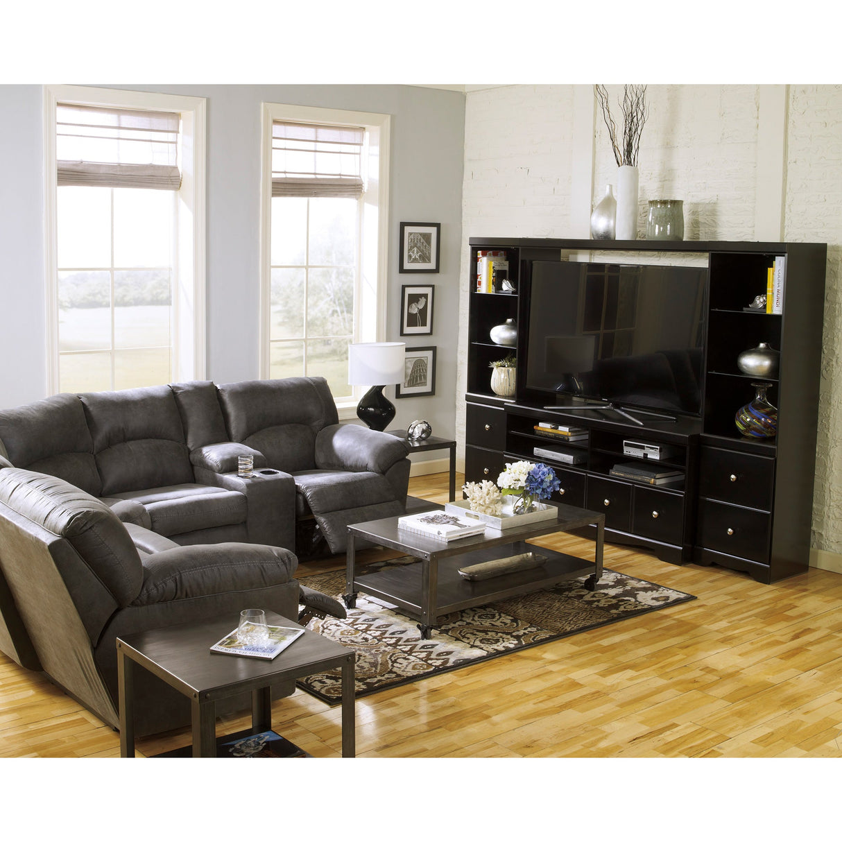 Room setting 5 featuring Grover Gray 2 Piece Reclining Sectional