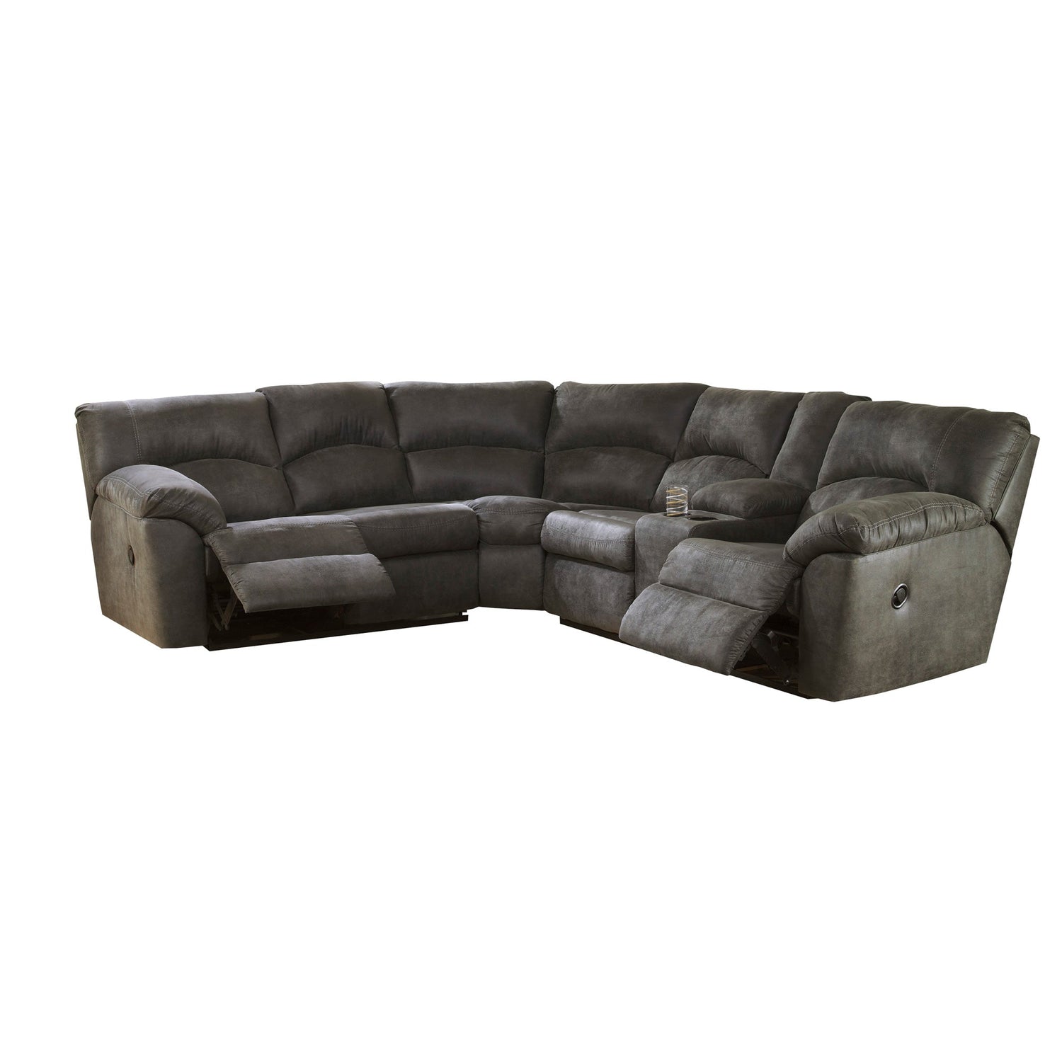 Open view of Grover Gray 2 Piece Reclining Sectional