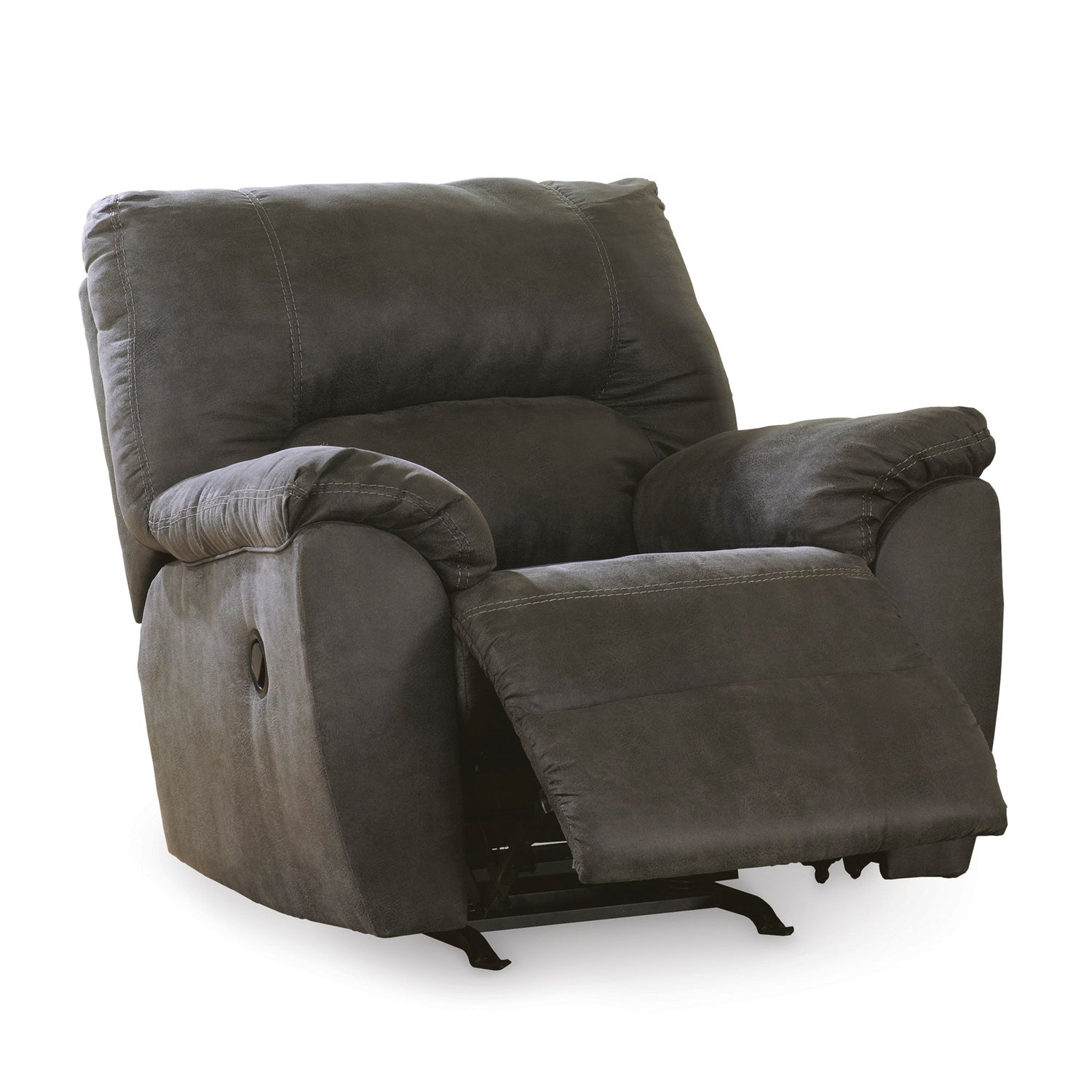 Front left view of Grover Gray Rocker Recliner