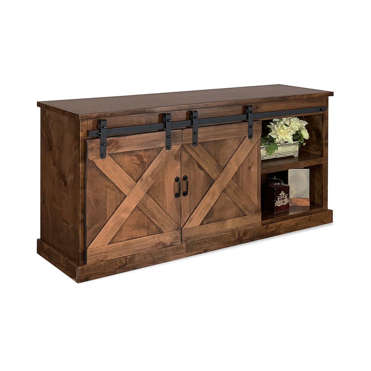 Open view of Farmhouse Aged Whiskey 66 Inch Console