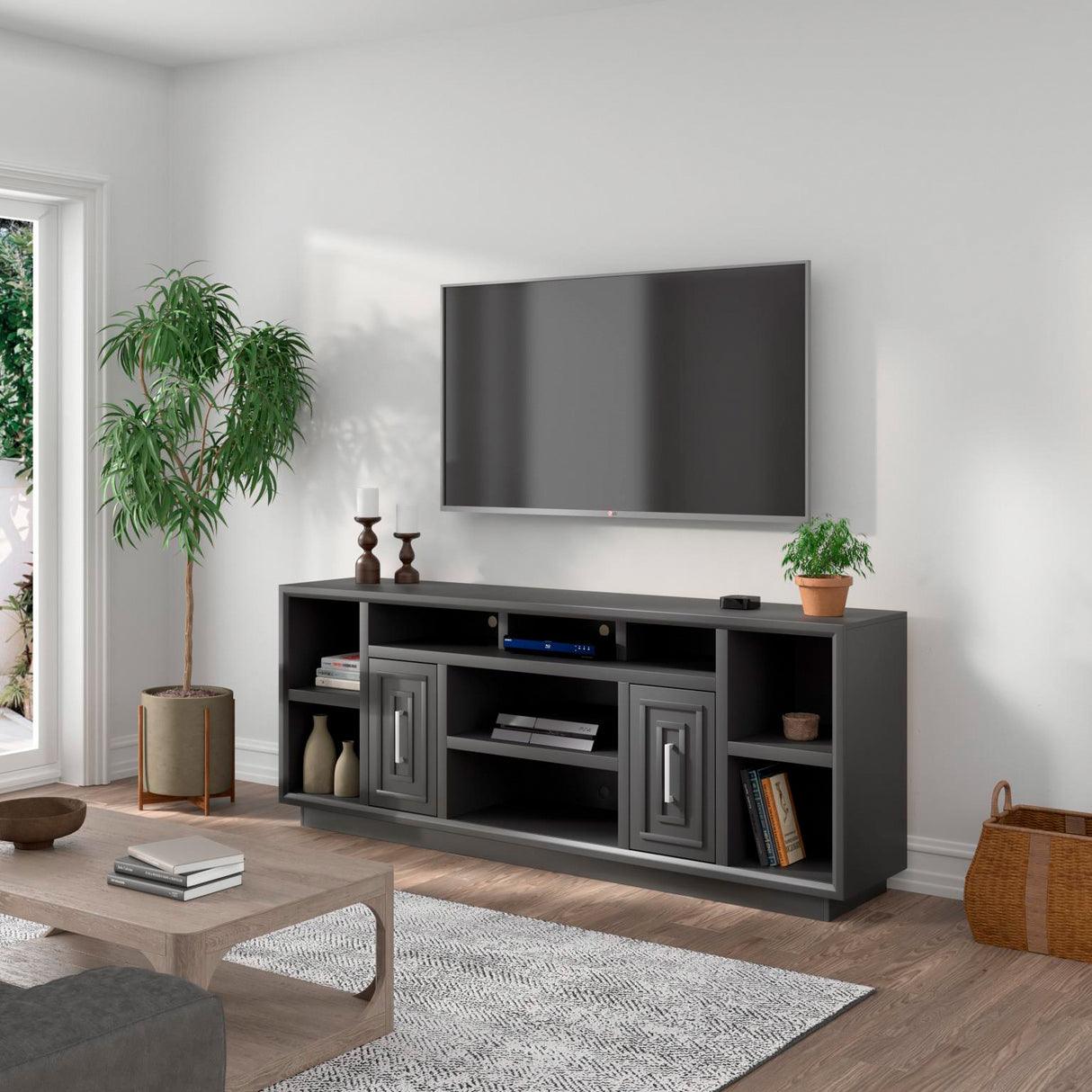 A room setting featuring Sunset Seal 83 Inch Console