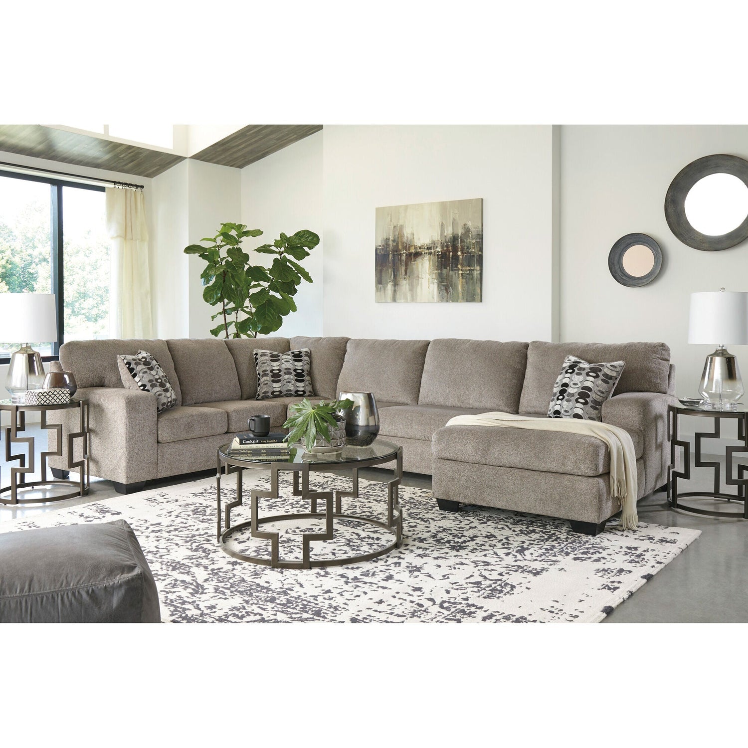 Room setting 2 featuring Ballinasloe Platinum 3 Piece Right Chaise Sectional
