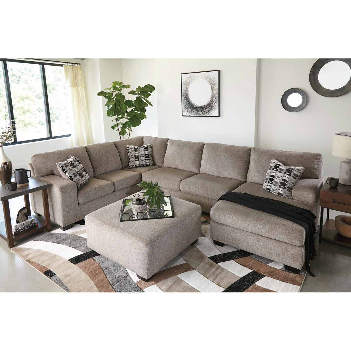 Room setting 3 featuring Ballinasloe Platinum 3 Piece Right Chaise Sectional