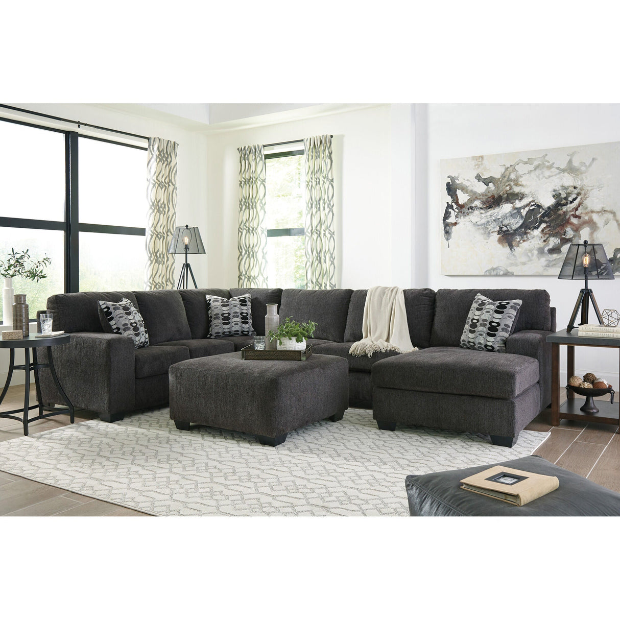 A room setting featuring Ballinasloe Smoke 3 Piece Right Chaise Sectional