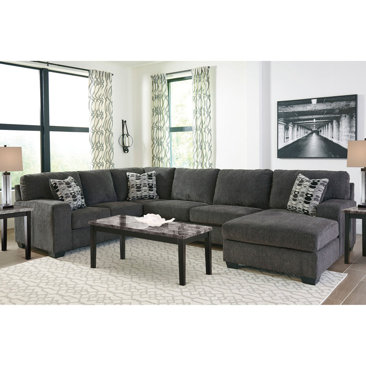 Room setting 2 featuring Ballinasloe Smoke 3 Piece Right Chaise Sectional