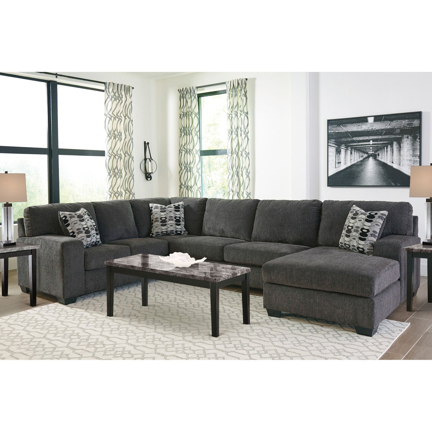 Room setting 2 featuring Ballinasloe Smoke 3 Piece Right Chaise Sectional