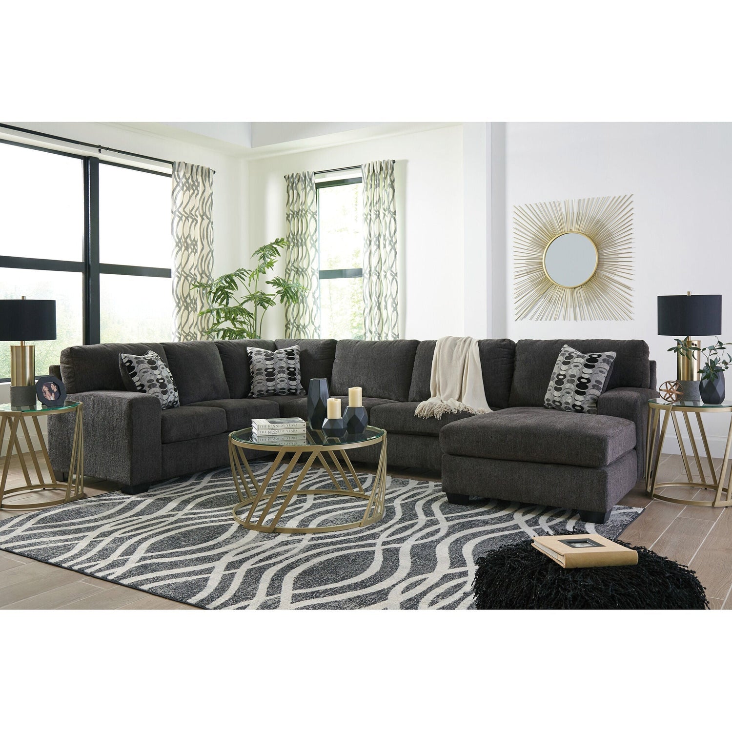 Room setting 3 featuring Ballinasloe Smoke 3 Piece Right Chaise Sectional