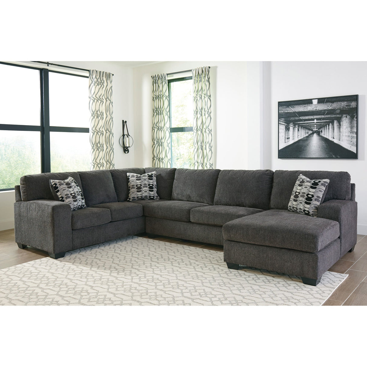 Room setting 4 featuring Ballinasloe Smoke 3 Piece Right Chaise Sectional