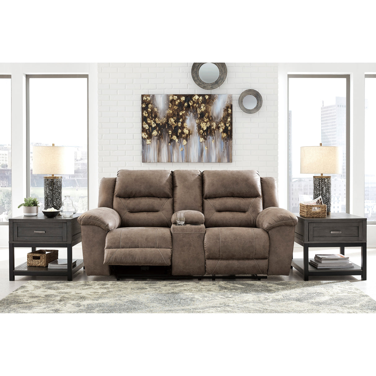 Stoneland Reclining Console Loveseat