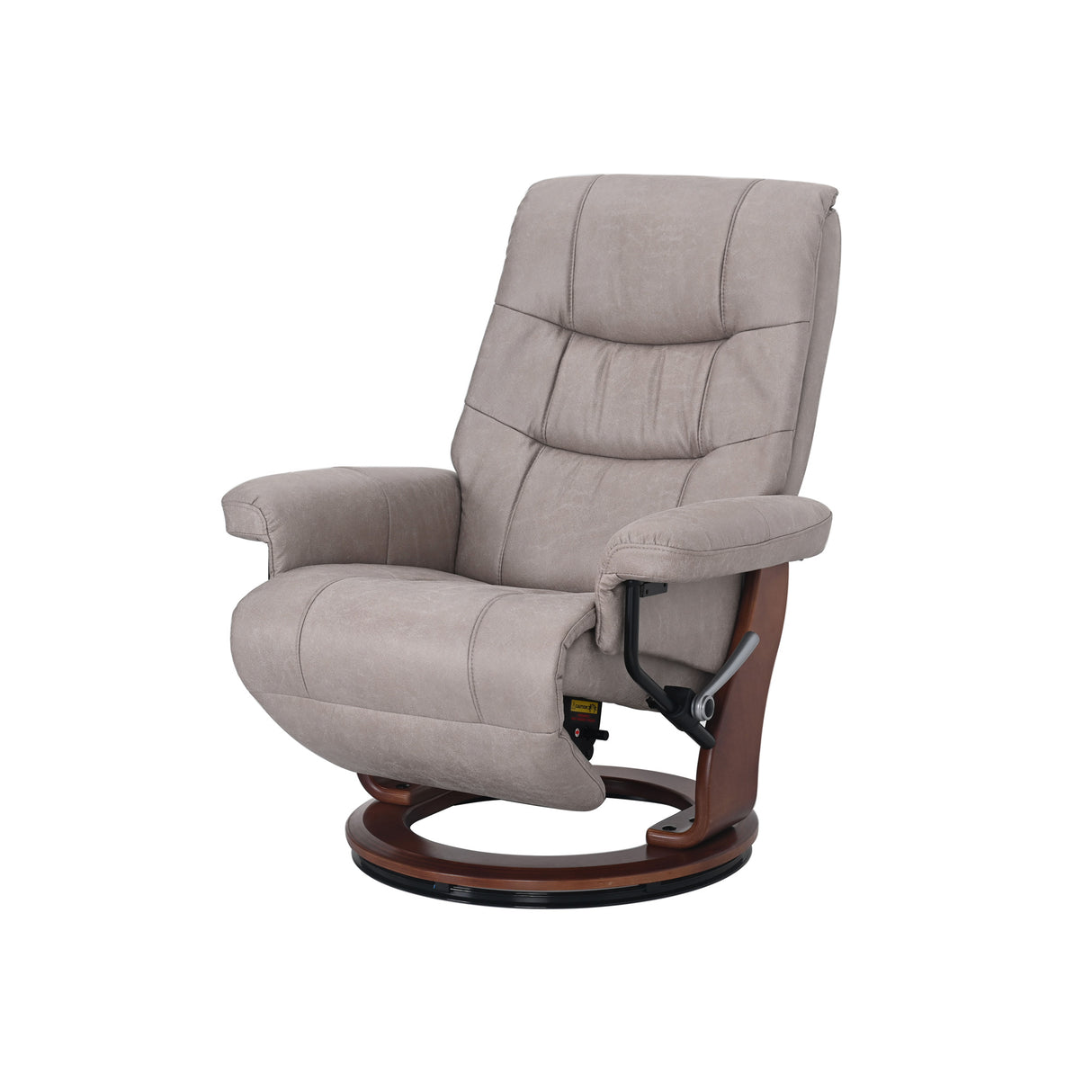 Front left view of Valencia Light Gray Swivel Recliner with Flip Up Footrest