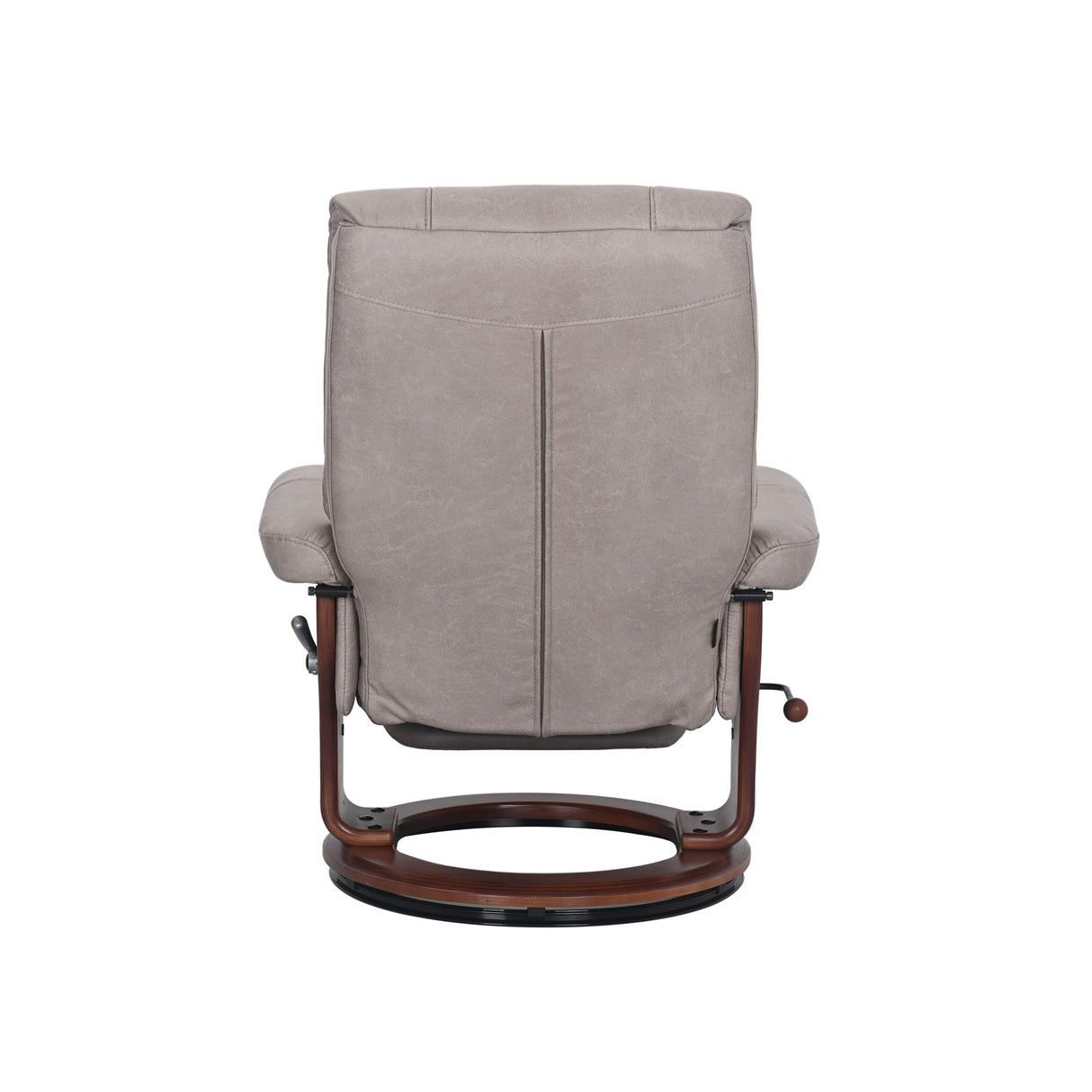 Back view of Valencia Light Gray Swivel Recliner with Flip Up Footrest