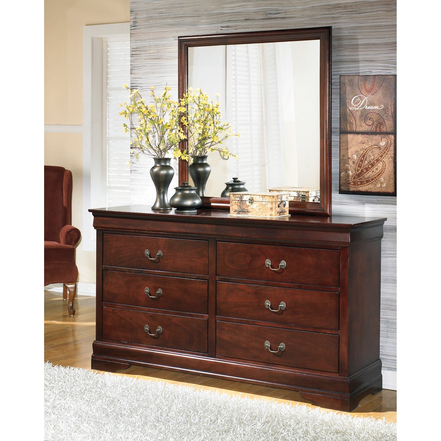 A room setting featuring Alisdair Dark Brown Dresser