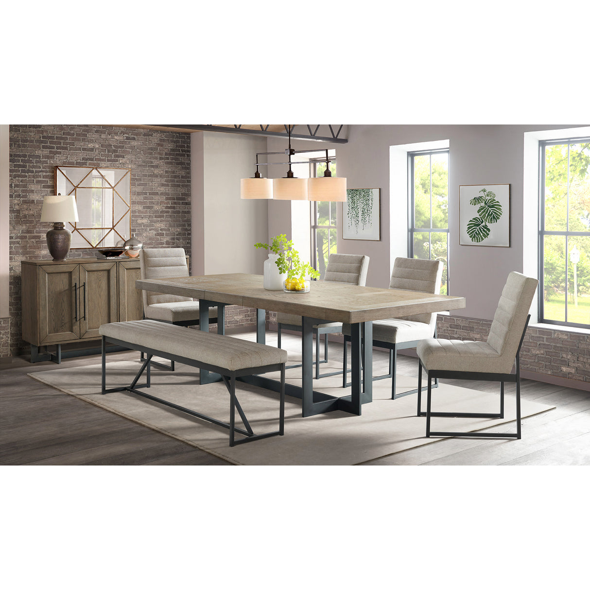A room setting featuring Eden Dune Complete Table