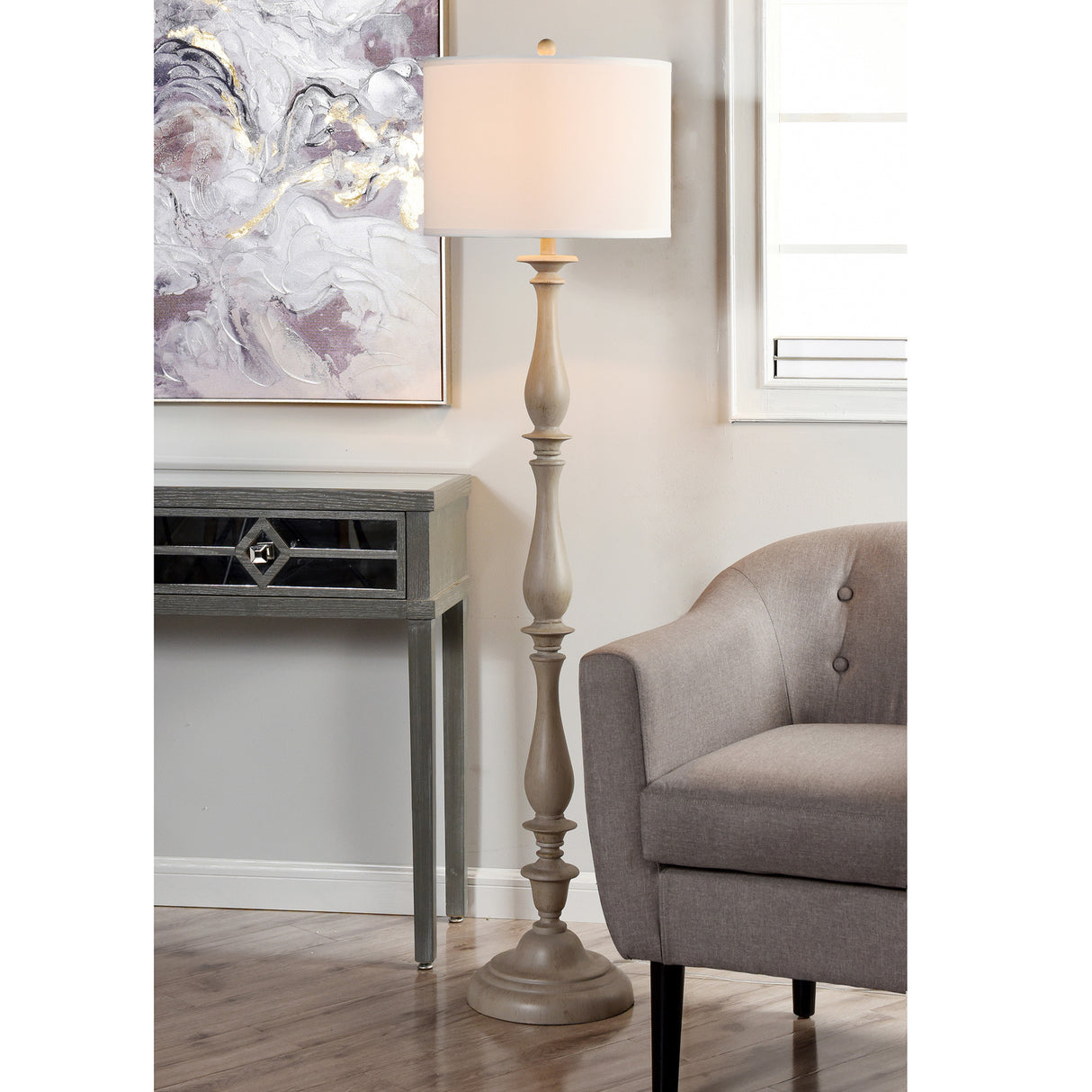 A room setting featuring Charlton Gray Floor Lamp