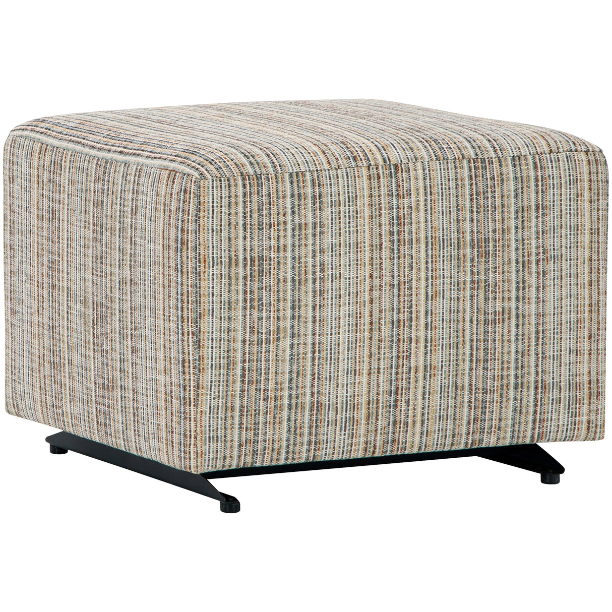 Detail image of Gemily Brown Ottoman with overlay of product dimensions