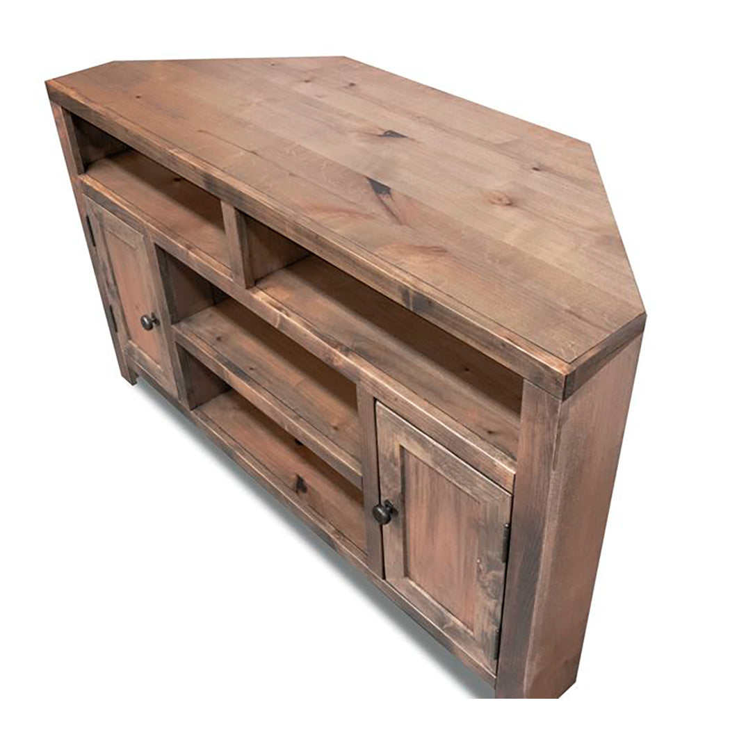 Front right view of Joshua Creek Barnwood Corner Console