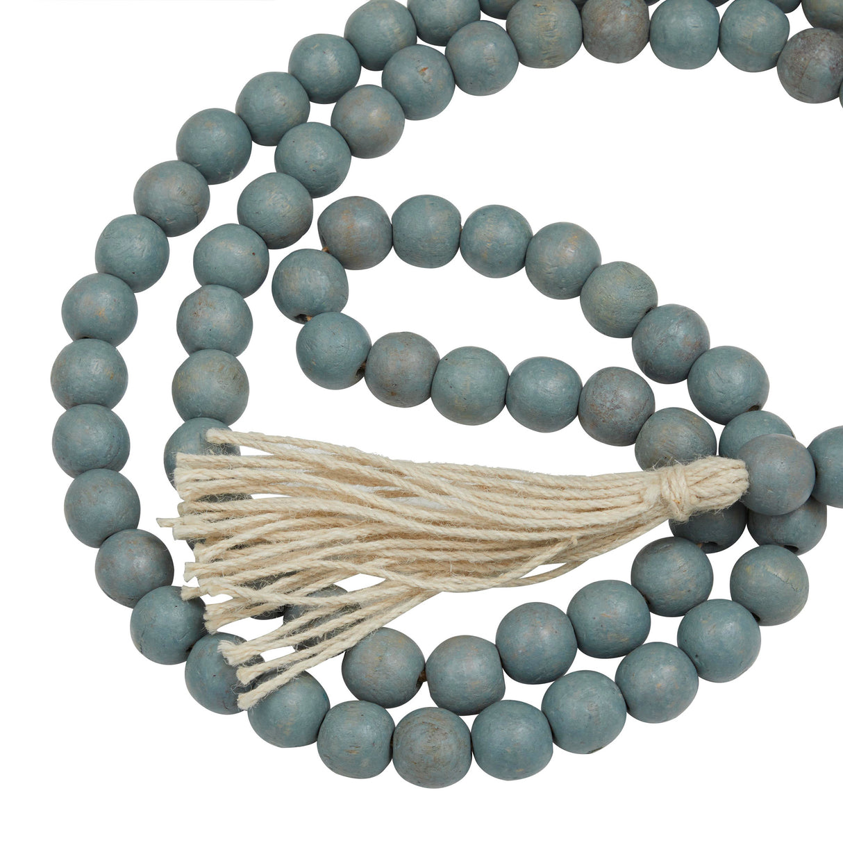 Back view of Collected Culture Light Blue Wood Beads