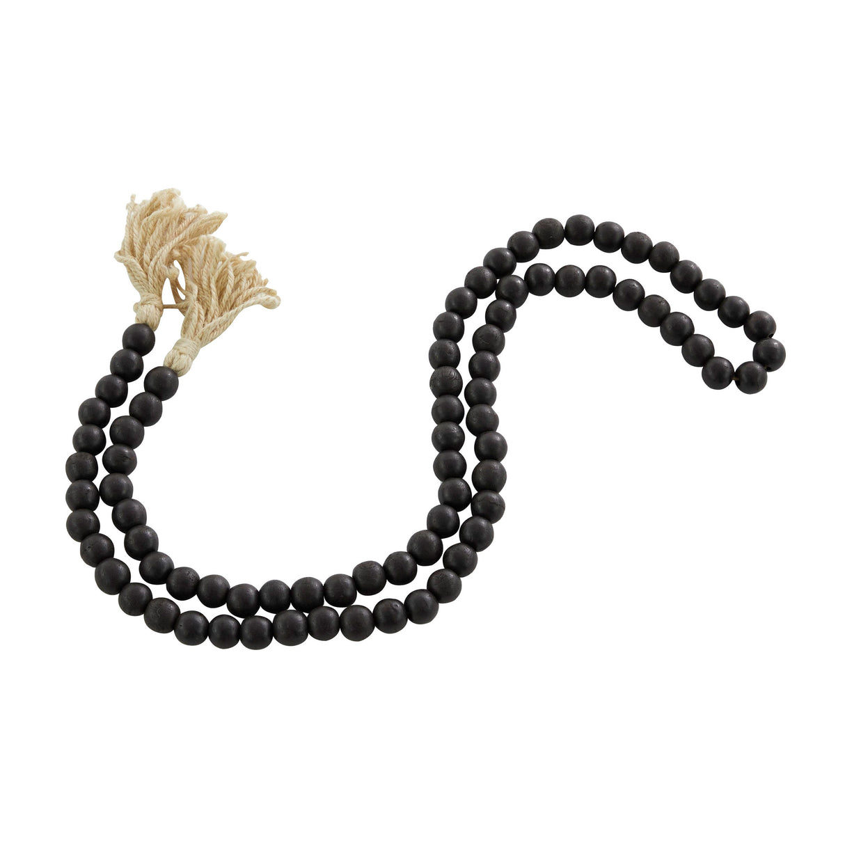 Front right view of Collected Culture Matte Black Wood Beads