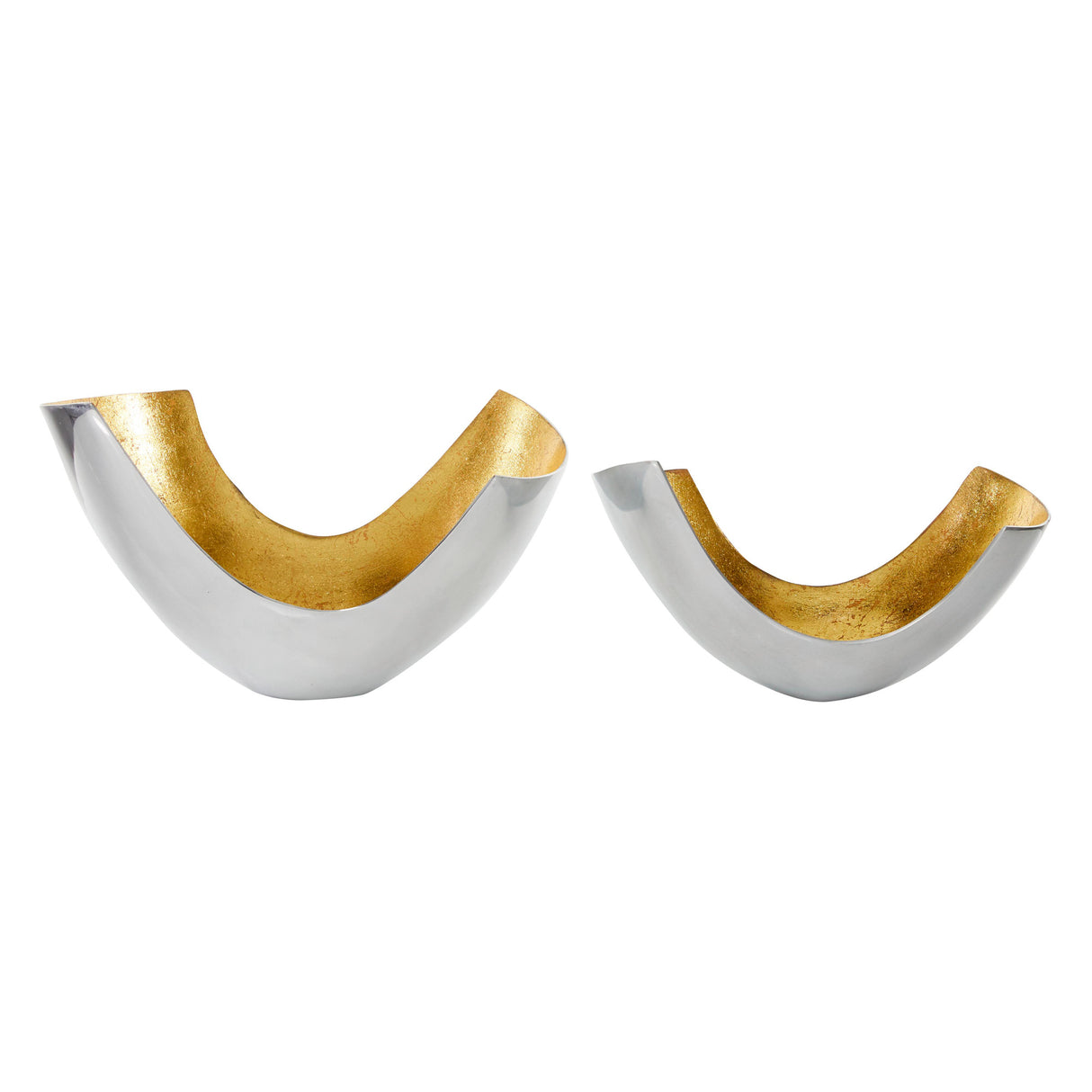 Side view of Elevated Chic Brushed Gold Set of 2 Bowls