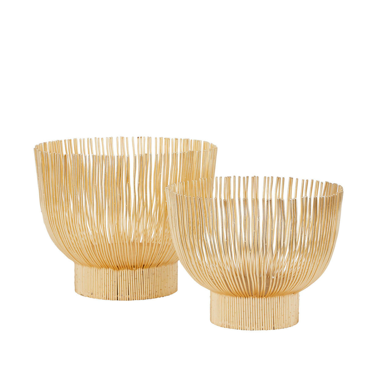 Front right view of Elevated Chic Gold Set of 2 Metal Bowls