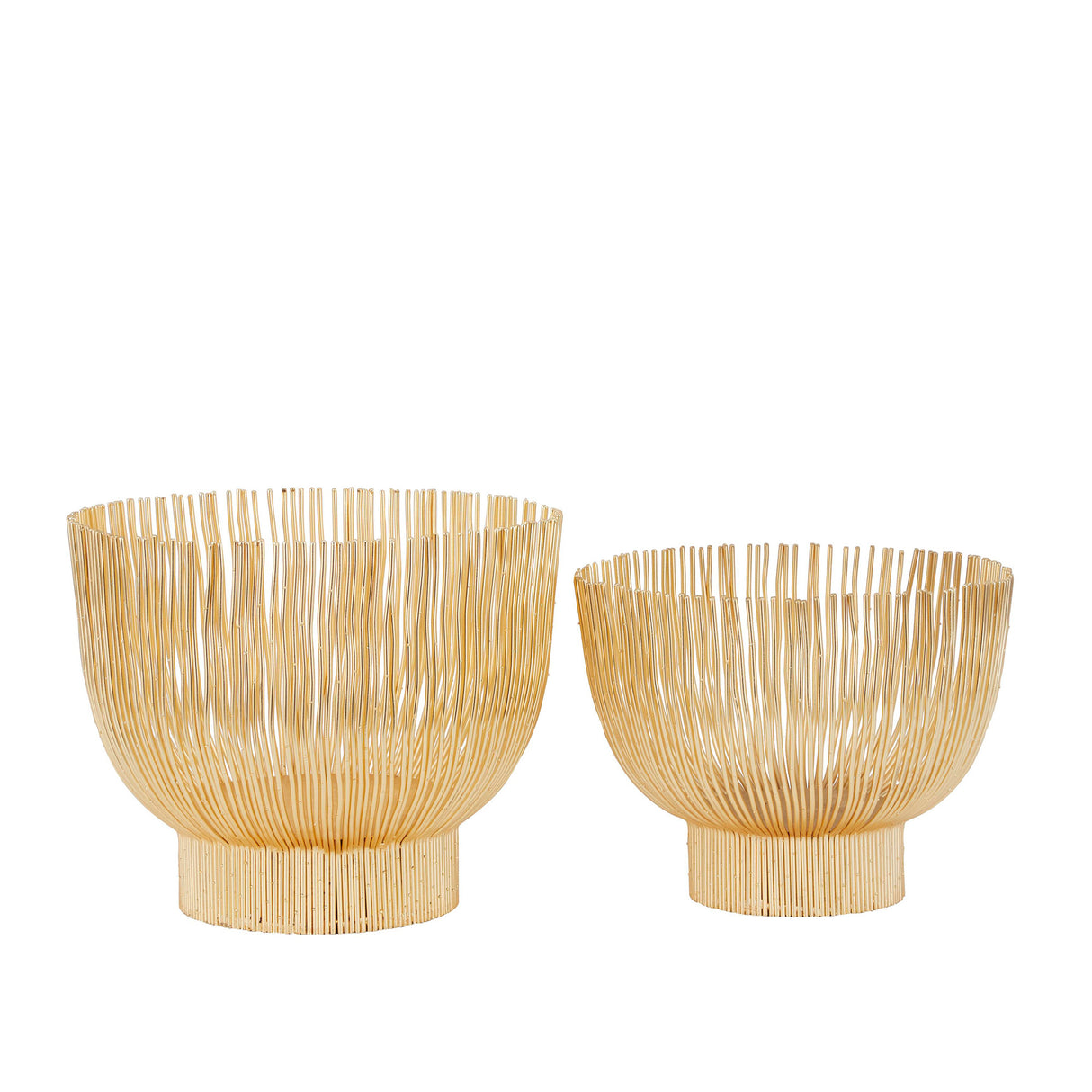 Side view of Elevated Chic Gold Set of 2 Metal Bowls