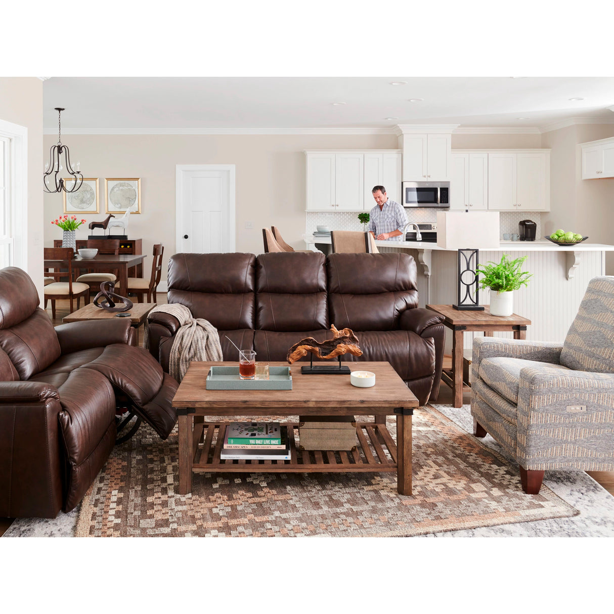 Trouper Leather Tri-Power Reclining Sofa
