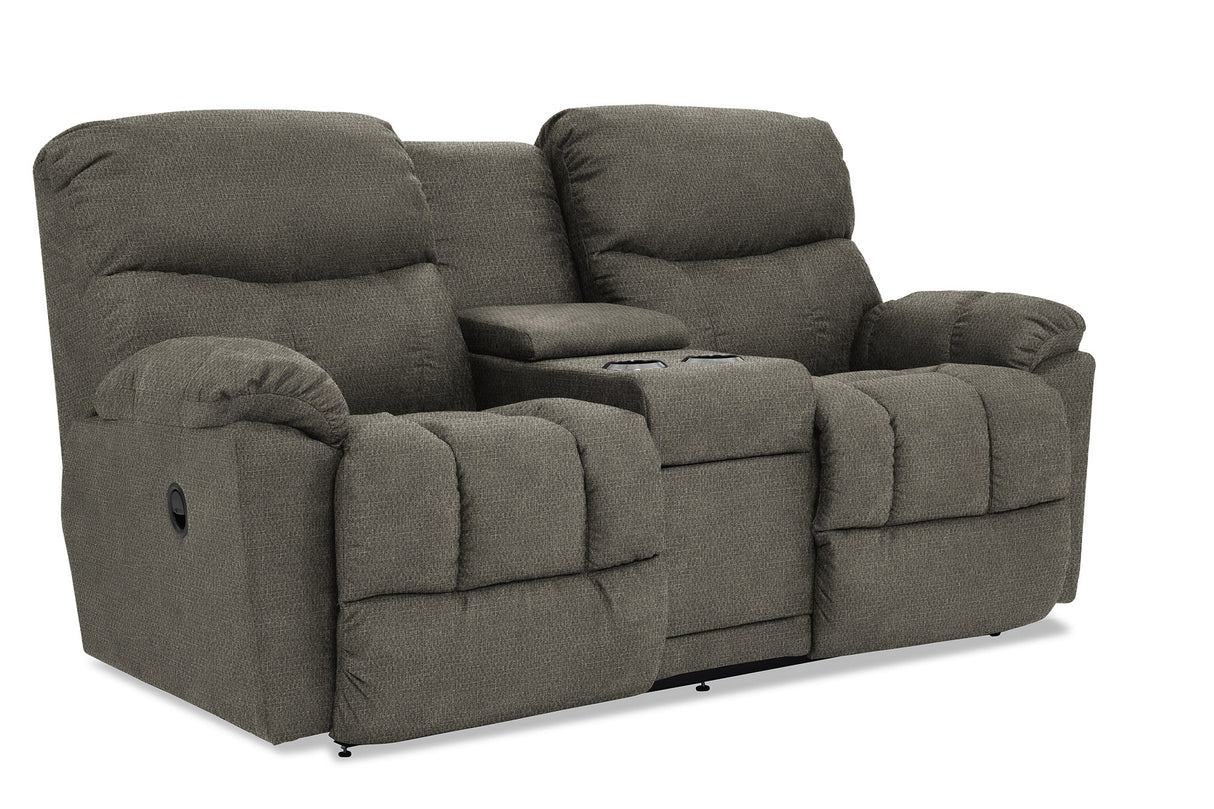 Front right view of Morrison Graphite Power Plus Reclining Console Loveseat
